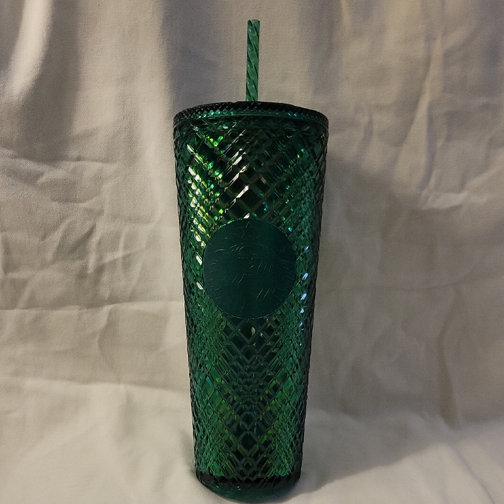 Starbucks Green Jeweled Winter Tumbler with Straw